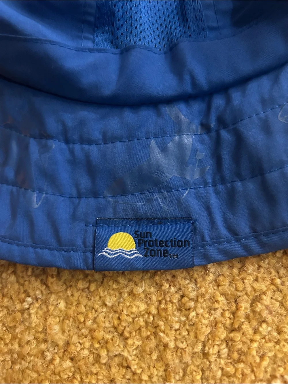 Children's Blue Wide-Brim Sun Hat with Adjustable Chin Cord